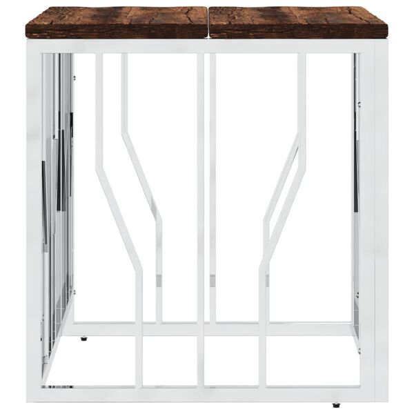 vidaXL Soffbord silver rostfritt stål och massivt återvunnet trä