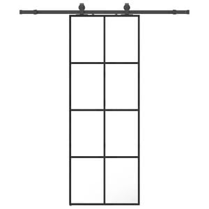 vidaXL Skjutd&ouml;rr med beslag svart 76x205 cm ESG-glas