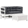 vidaXL Loungegrupp med dynor 3 delar vit massiv furu
