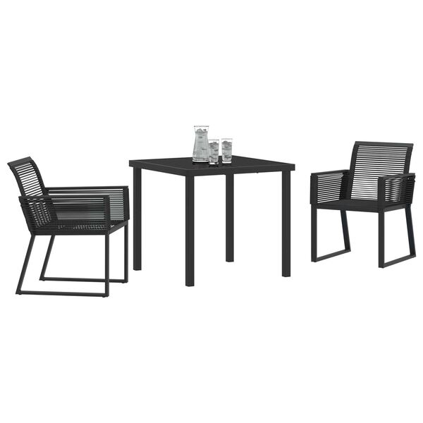 vidaXL Tr&auml;dg&aring;rdsm&ouml;belset 3 pcs Svart Pulverlackerat st&aring;l
