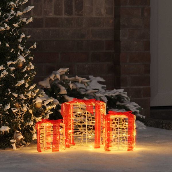 vidaXL Dekor av G&aring;va Box 3 pcs Varmvit 20 x 20 x 21 cm Akryl