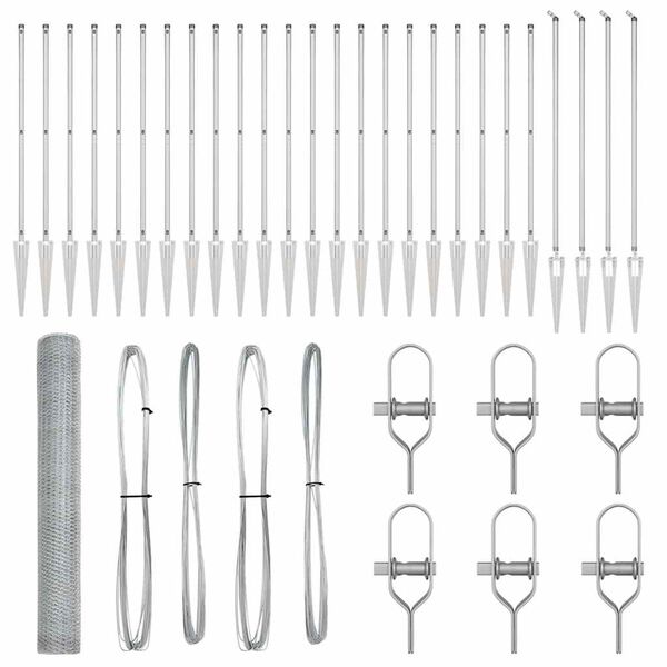 vidaXL Staket med stolpar Silver 1.2 x 50 m PVC-belagd st&aring;l