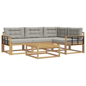 vidaXL Utomhussoffset 5 pcs Vit och ljusgr&aring; 79 x 79 x 37 cm Polyester