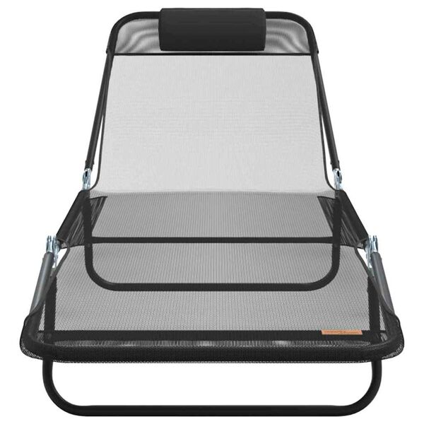 vidaXL Hopfällbar solstol 1-person Svart 182 x 55 x 85.5 cm Textilene