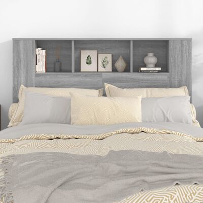 vidaXL Sänggavel med förvaring grå sonoma 140x18,5x104,5 cm