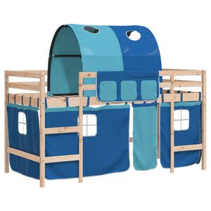 vidaXL Lofts&auml;ng med tunnel bl&aring; 80x200 cm massiv furu