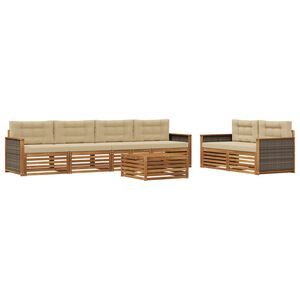 vidaXL Utomhussoffset 7 st Naturlig och Beige