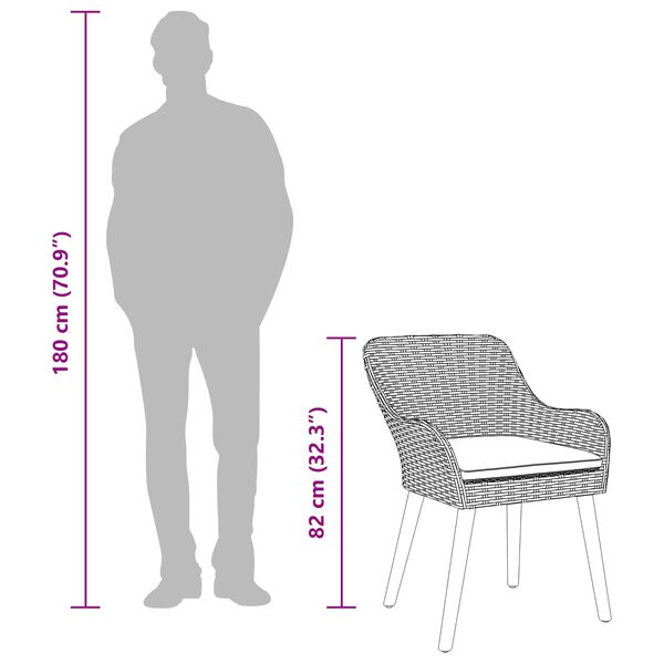 vidaXL Tr&auml;dg&aring;rdsm&ouml;belset med kudde 7 pcs Svart konstrotting
