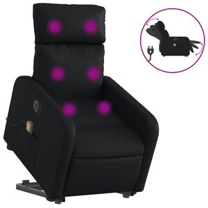 vidaXL Massagef&aring;t&ouml;lj med uppresningshj&auml;lp svart konstl&auml;der