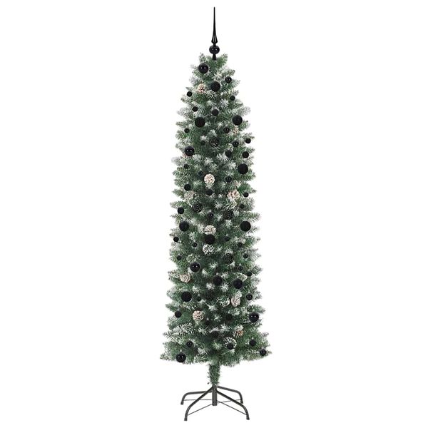 vidaXL Konstgjort smalt jultr&auml;d med 300 LED-lampor Gr&ouml;n och Vit 240 cm