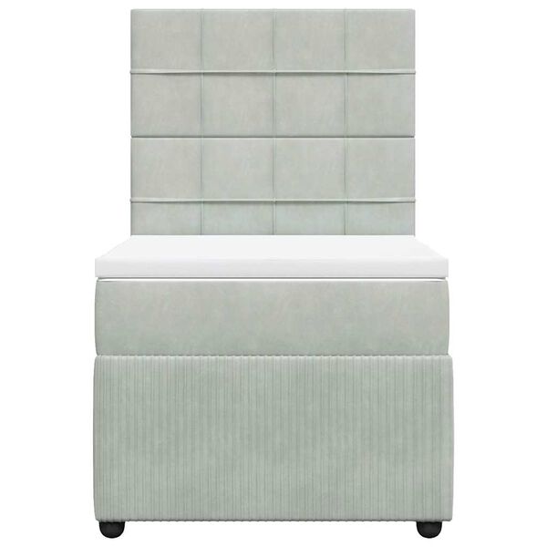 vidaXL Rams&auml;ng med madrass ljusgr&aring; 80x200 cm sammet