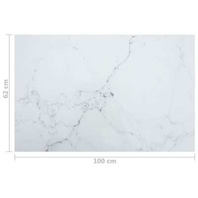 vidaXL Bordsskiva vit 100x62 cm 8 mm härdat glas med marmortextur