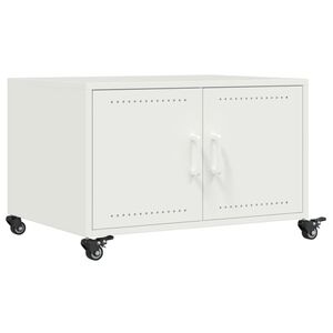 vidaXL Soffbord vit 68x50x43,5 cm st&aring;l