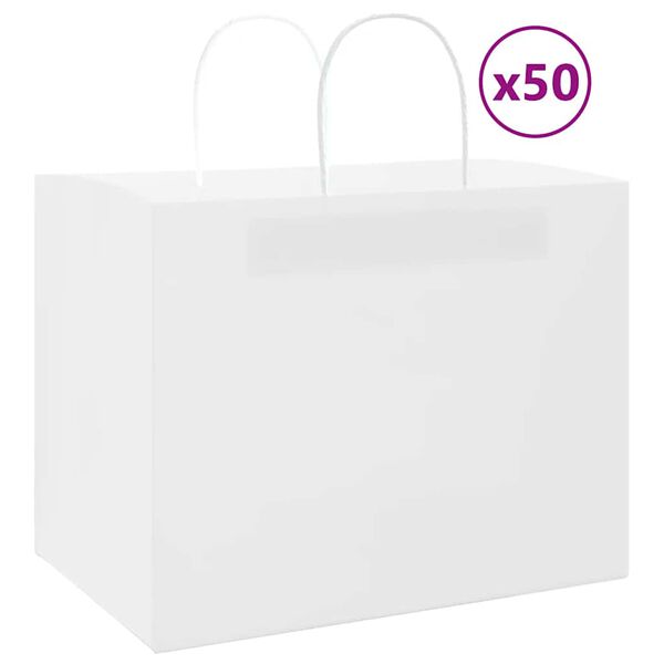 vidaXL Pappersp&aring;sar 50 st med handtag vit 32x22x24 cm