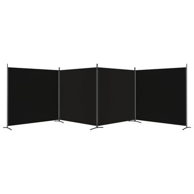 vidaXL Rumsavdelare 4 paneler svart 698x180 cm tyg