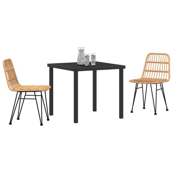 vidaXL Tr&auml;dg&aring;rdsm&ouml;belset 3 pcs Brun Pulverlackerat st&aring;l