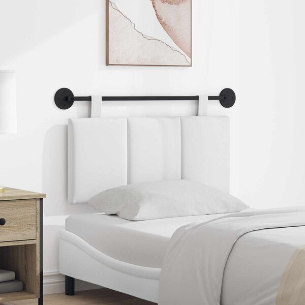 vidaXL H&auml;ngande Huvudgavel V&auml;ggmonterad Randig Vit 90 x 55 x 5 cm tyg