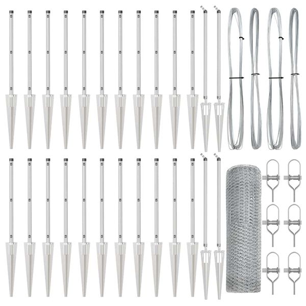 vidaXL St&auml;ngselstolpe Silver 50 x 0,5 m (25 mm n&auml;t) St&aring;l