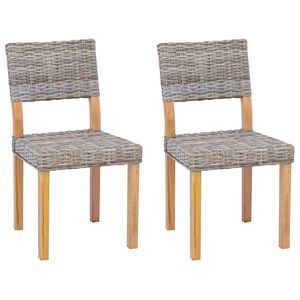 vidaXL Matstol 2 pcs Kubu gr&aring; 46 x 55 x 84 cm Kubu Rattan