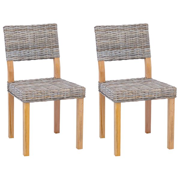 vidaXL Matstol 2 pcs Kubu gr&aring; 46 x 55 x 84 cm Kubu Rattan