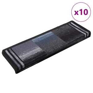 vidaXL Trappstegsmattor sj&auml;lvh&auml;ftande 10 st 65x21x4 cm svart och gr&aring;