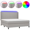 vidaXL Rams&auml;ng med madrass & LED ljusgr&aring; 160x200 cm tyg