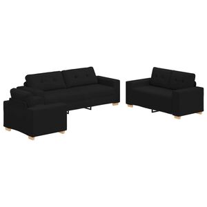 vidaXL Soffa 3 st Svart Linnenblandad tyg
