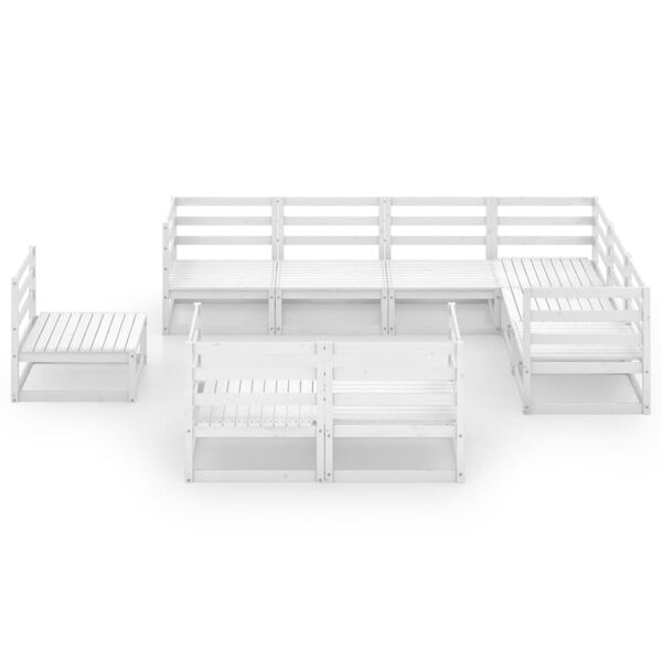 vidaXL Loungegrupp 10 delar vit massiv furu