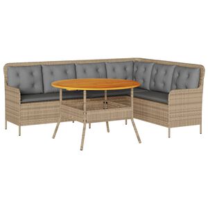 vidaXL Soffgrupp f&ouml;r tr&auml;dg&aring;rden med dynor 2 delar beige konstrotting