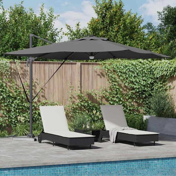 vidaXL Roma Parasol med LED -remsljus Antracit 286 x 285 x 270 cm