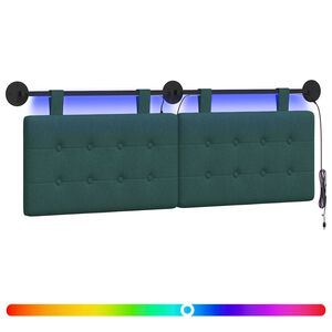 vidaXL H&auml;ngande s&auml;nggavel Med LED-lampa M&ouml;rkgr&ouml;n Tyg