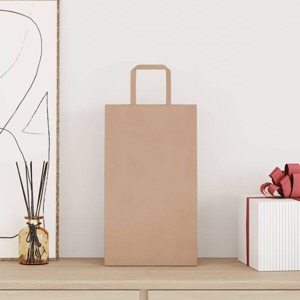 vidaXL Pappersp&aring;sar 250 st med handtag brun 21x11x36 cm