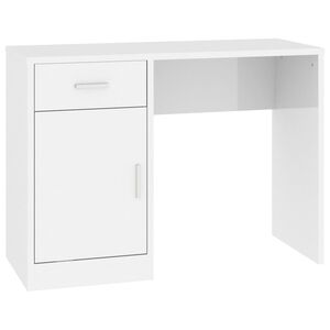 vidaXL Skrivbord l&aring;dor & sk&aring;p vit h&ouml;gglans 100x40x73cm konstruerat tr&auml;