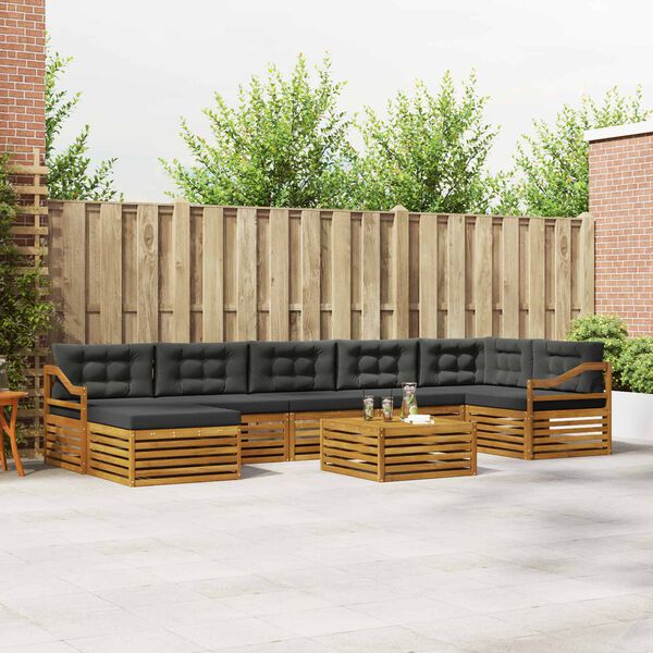 vidaXL Utomhussoffset 8 pcs Naturlig och Antracit Massivt Akaciatr&auml;