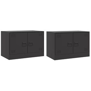 vidaXL TV-sk&aring;p 2 st svart 67x39x44 cm st&aring;l