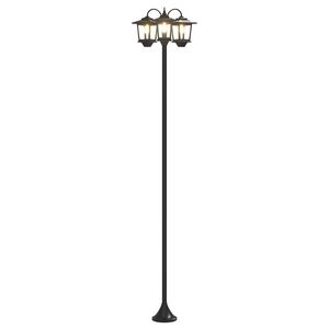 vidaXL 3-Huvud Lampstolpe with LED Bulb Svart 16 x 16 x 187 cm