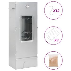 vidaXL R&ouml;ktunna och grill med tr&auml;flis 44,5x29x110 cm galvaniserat st&aring;l