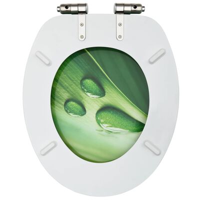 vidaXL Toalettsitsar med mjuk stängning 2 st MDF vattendroppar grön