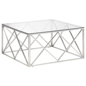 vidaXL Soffbord silver rostfritt st&aring;l och h&auml;rdat glas