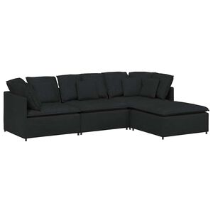 vidaXL Modulsoffa med fotpall och dynor svart