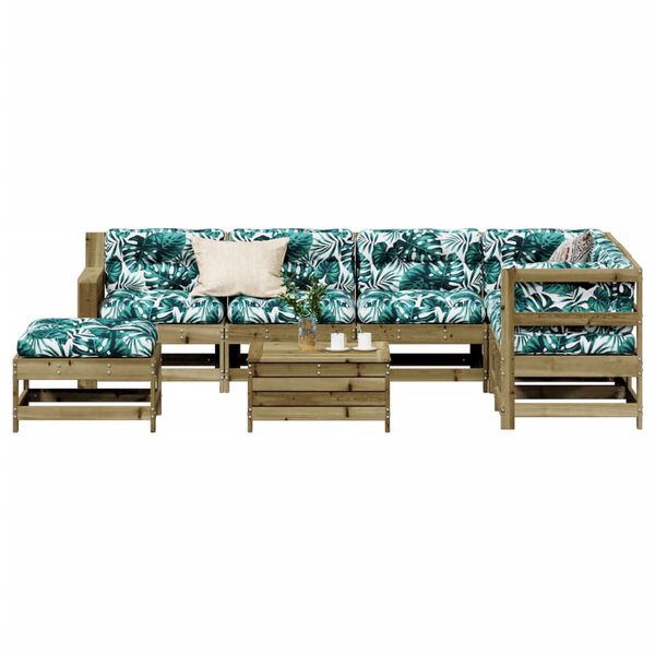 vidaXL Loungegrupp med dynor 8 delar impregnerad furu