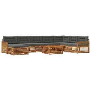 vidaXL Utomhussoffset 9 pcs Naturlig och Antracit Massivt Akaciatr&auml;
