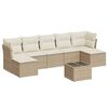 vidaXL Matgrupp f&ouml;r tr&auml;dg&aring;rden med dynor 8 delar beige konstrotting