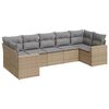 vidaXL Matgrupp f&ouml;r tr&auml;dg&aring;rden med dynor 7 delar beige konstrotting