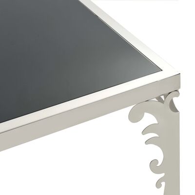 vidaXL Soffbord med spegel rostfritt stål och glas 80x60x44 cm