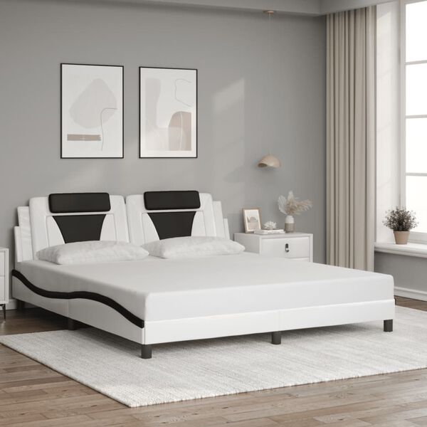 vidaXL Bed Frame "Viana" with LED without Mattress White and Black 180x200 cm