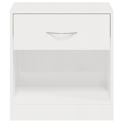 vidaXL Sängbord 2 st med låda vit högglans