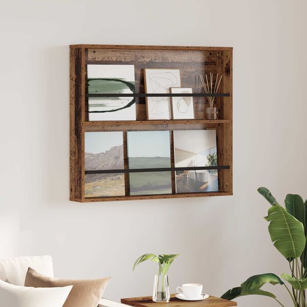 vidaXL Tidningshylla Gammalt tr&auml; 80 x 12 x 70 cm Konstruerat tr&auml;