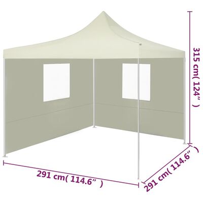 vidaXL Hopfällbart tält med 2 väggar 3x3 m gräddvit