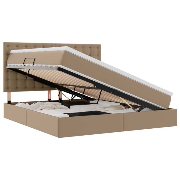 vidaXL F&ouml;rvaringss&auml;ng med madrass Cappucino 160 x 200 cm Konstl&auml;der